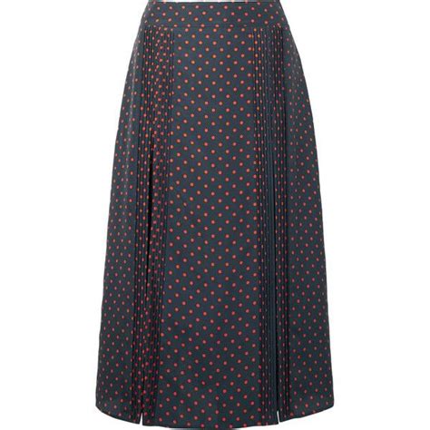 burberry pintucked polka-dot silk midi skirt|Designer Skirts .